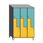 Z lockers with sloping top