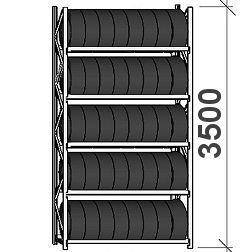 Däckställ MAXI, H 3500/5 hyllplan Professional mediumställ