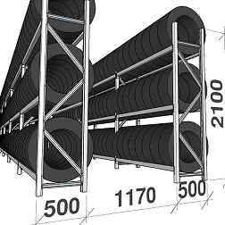 Tyre racking for a 20-foot and 40-foot container MAXI