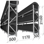 Tyre racking for a 40-foot container