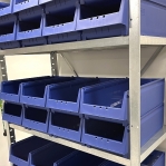 Small parts shelving 2100x1000x600, 32 bins 600x230x150 PPS