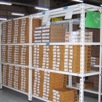 Angle shelf 2500x1000x400, 7 levels,120kg/level, gray upright/galv. shelves