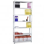 Angle shelf 2500x1000x400, 7 levels,120kg/level, gray upright/galv. shelves