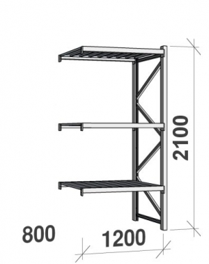 Maxi extension bay 2100x1200x800 600kg/level,3 levels with steel decks