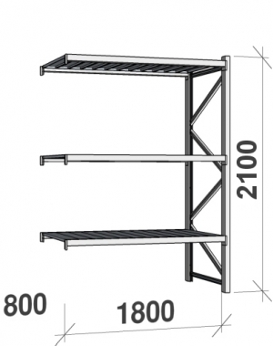 Maxi extension bay 2100x1800x800 480kg/level,3 levels with steel decks