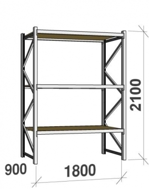 Starter bay 2100x1800x900 480kg/level,3 levels with chipboard
