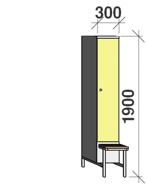 Riidekapp pingiga, 1x300 1900x300x830