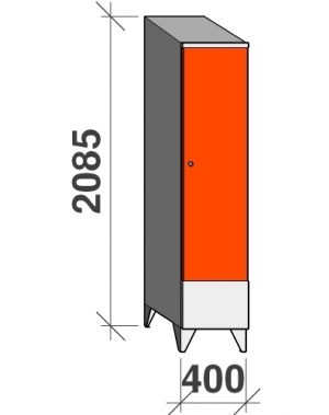 Vaatekaappi 1:llä ovella 2085x400x545 lyhytovinen, viistokatolla