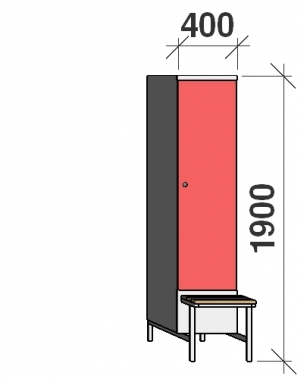 Riidekapp pingiga, 1x400 1900x400x830