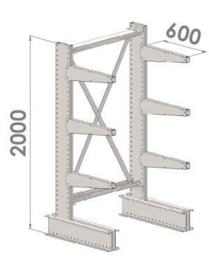 Ulokehylly perusosa 2000x1000x600,4 tasoa