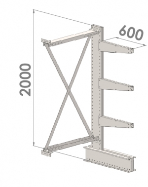 Ulokehylly jatko-osa 2000x1000x600,4 tasoa