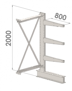 Grenställ följesektion 2000x1000x800,3 x arm