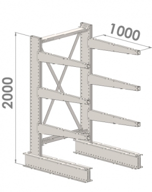 Grenställ startsektion 2000x1000x1000,6 x arm