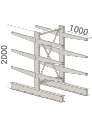 Ulokehylly perusosa 2000x1000x2x1000,4 tasoa