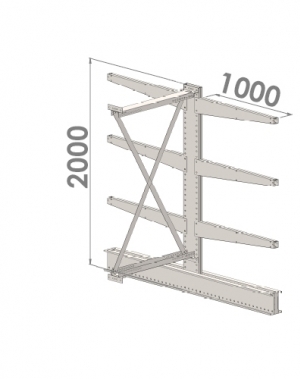 Ulokehylly jatko-osa 2000x1000x2x1000,4 tasoa