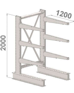 Grenställ startsektion 2000x1000x1200,6 x arm