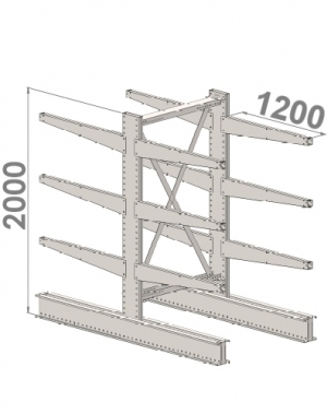 Ulokehylly perusosa 2000x1000x2x1200,4 tasoa