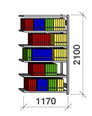 Arkistohylly jatko-osa 2100x1170x400 150kg/hyllytaso,6 tasoa