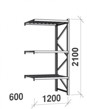Maxi extension bay 2100x1200x600 600kg/level,3 levels with steel decks