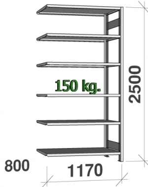 Laoriiul lisaosa 2500x1170x800 150kg/riiuliplaat,6 plaati