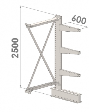 Grenställ följesektion 2500x1000x600,3 x arm