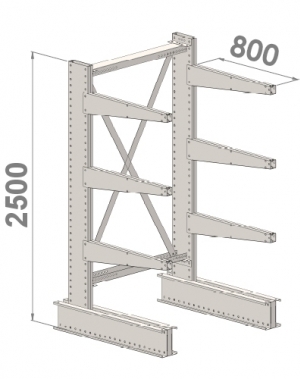 Grenställ startsektion 2500x1000x800,6 x arm