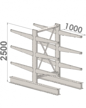 Grenställ startsektion 2500x1000x2x1000,12 x arm