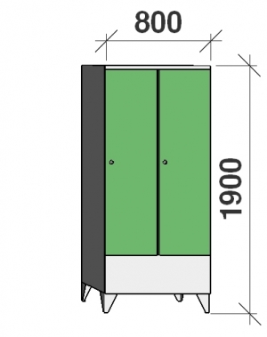 Riidekapp 2x400, 1900x800x545, vaheseinaga