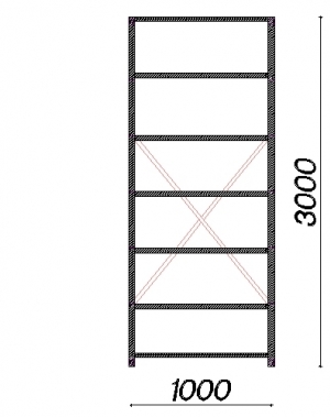 Starter bay 3000x1000x400 200kg/shelf,7 shelves