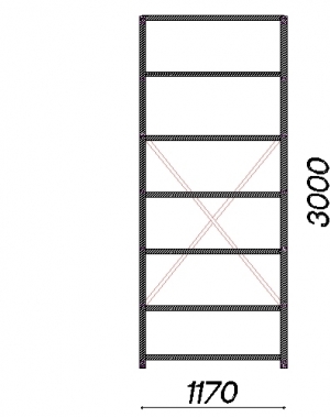 Starter bay 3000x1170x300 200kg/shelf,7 shelves