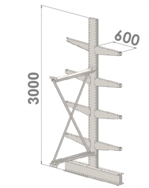 Ulokehylly jatko-osa 3000x1000x2x600,5 tasoa