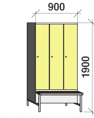 Locker with a bench, 3x300 1900x900x830