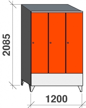 Skåp 3x400, 2085x1200x545 kort dörr, sluttande topp