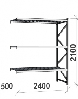 Maxi extension bay 2100x2400x500 300kg/level,3 levels with steel decks