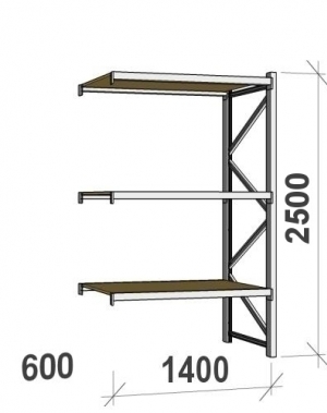 Extension bay 2500x1400x600 600kg/level,3 levels with chipboard