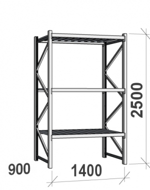 Maxi starter Bay 2500x1400x900 600kg/level,3 levels with steel decks