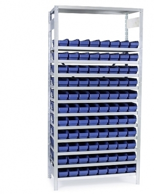 Small parts shelving 2100x1000x300, 88  bins 300x120x95