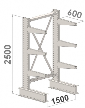 Grenställ startsektion 2500x1500x600,6 x arm