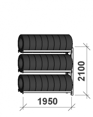 Rengashylly jatko-osa 2100x1950x500, 3 tasoa,440kg/taso MAXI