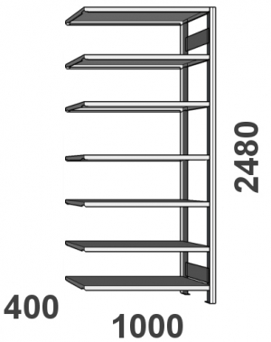 Extension bay 2480x1000x400, 7 shelves, ZN Kasten used