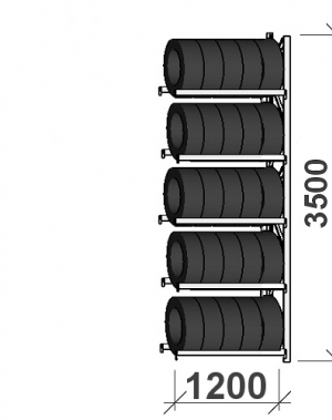 Rehviriiul, jätkuosa 3500x1200x500, 5 korrust, 600kg/tasapind MAXI