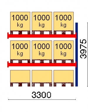 Kaubaaluse riiuli lisaosa 3975x3300 1000kg/alus,9 alust