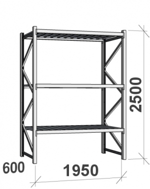Laoriiul põhiosa 2500x1950x600 440kg/tasapind,3 metalltasapinda MAXI
