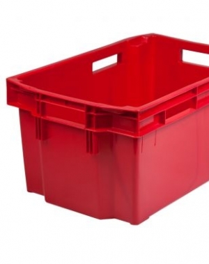 Plastic storage box 600x400x300mm, red