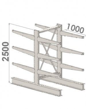 Ulokehylly perusosa 2500x1500x2x1000,4 tasoa