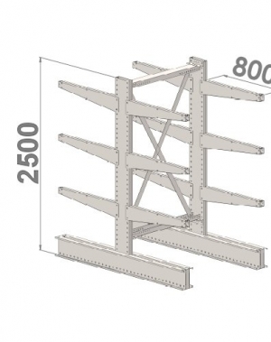 Grenställ startsektion 2500x1500x2x800,12 x arm