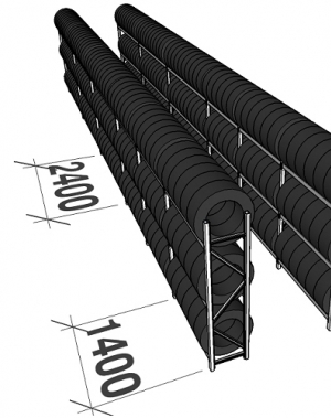 Tyre racking for a 40-foot container