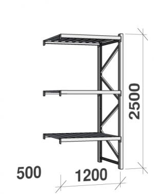 Laoriiul jätkuosa 2500x1200x500 600kg/tasapind,3 tsinkplekk tasapinda