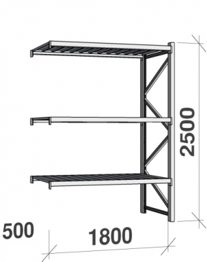 Extension bay 2500x1800x500 480kg/level,3 levels with steel decks