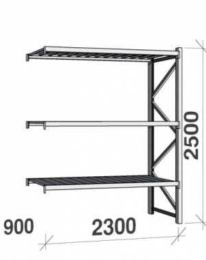 Extension bay 2500x2300x900 350kg/level,3 levels with steel decks